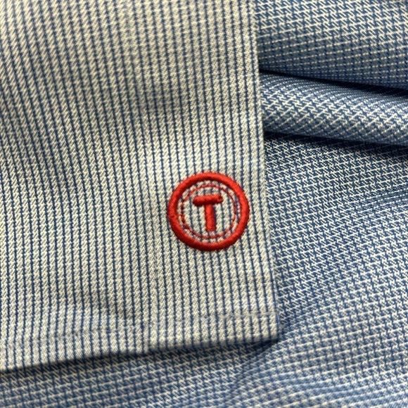 Twillory Untuck(able) Button Down Long Sleeve Shirt Blue/White M-L Flip Cuff EUC - Picture 7 of 10